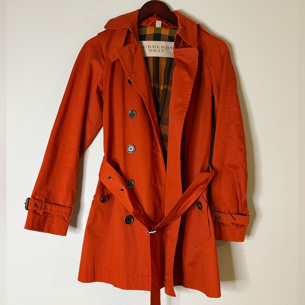 Burberry Vibrant Orange Trench Coat